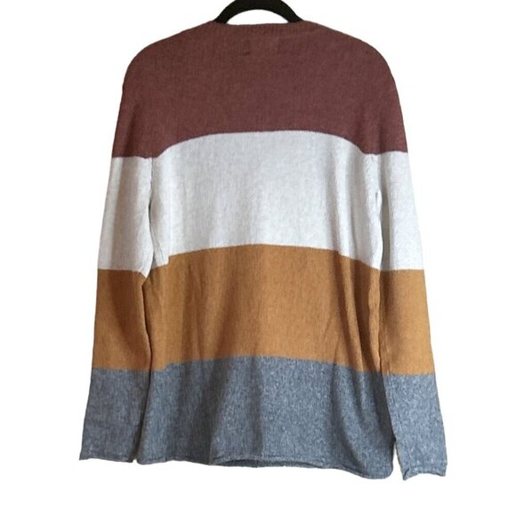 Pinque Women's Gina Crew Neck Striped Sweater Gray Orange Block Size XL NWT - Picture 5 of 9